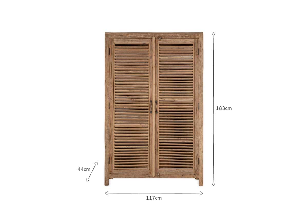 Ibo Reclaimed Wooden Slatted Cabinet – Natural - Large