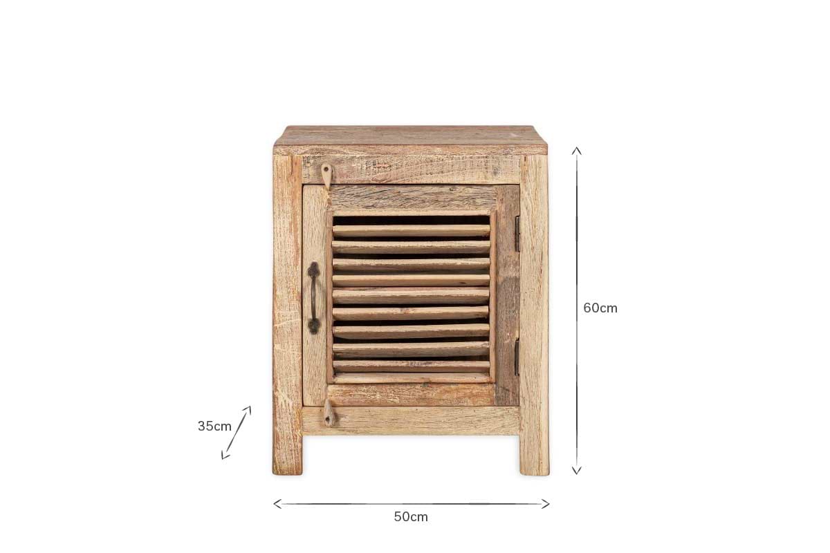 Ibo Reclaimed Wooden Slatted Cabinet – Natural - Small