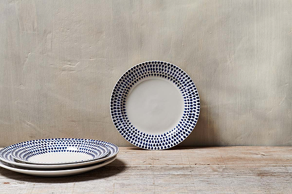 Indigo Drop Side Plate - Cream & Indigo