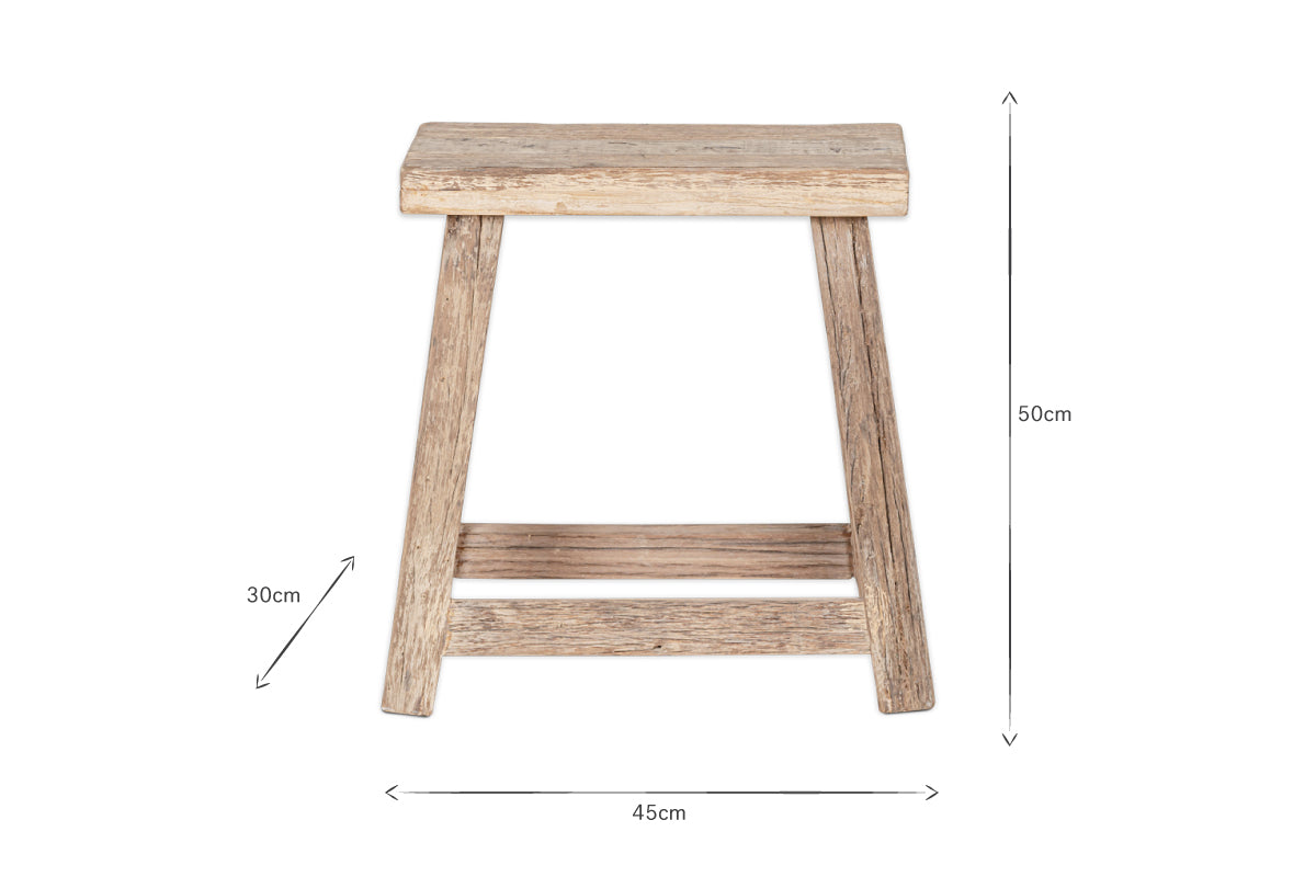 Ibo Reclaimed Wood Low Stool - Natural