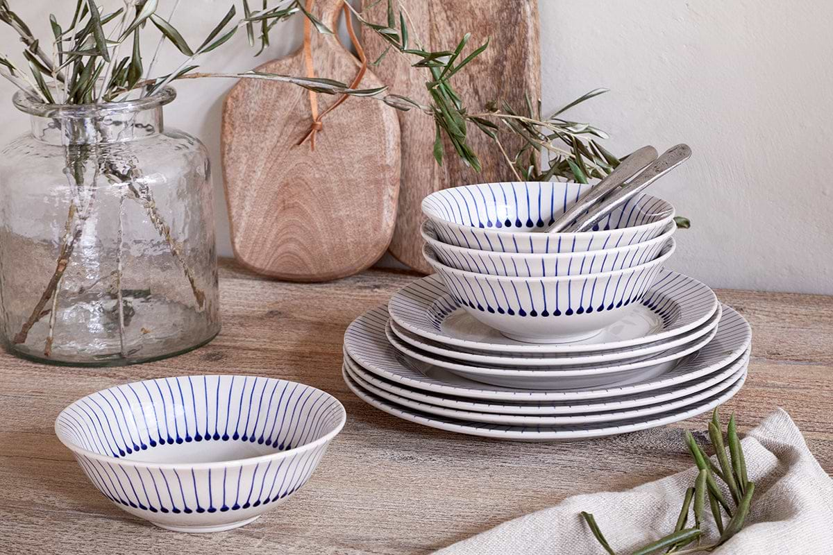 Iba Dinnerware Set - Indigo - (Set of 12)-nkuku