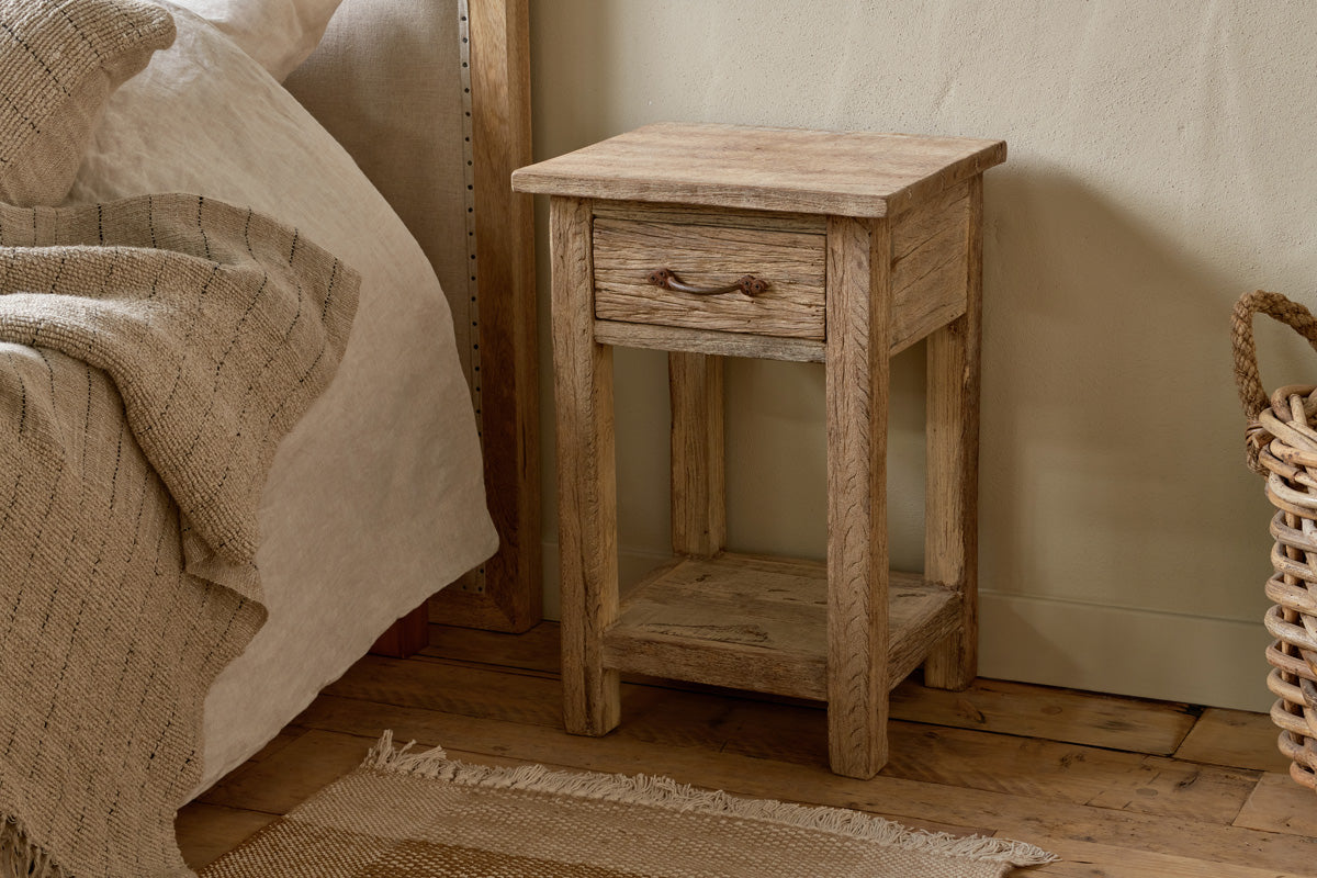 Ibo Reclaimed Wood Bedside Table - Natural-nkuku