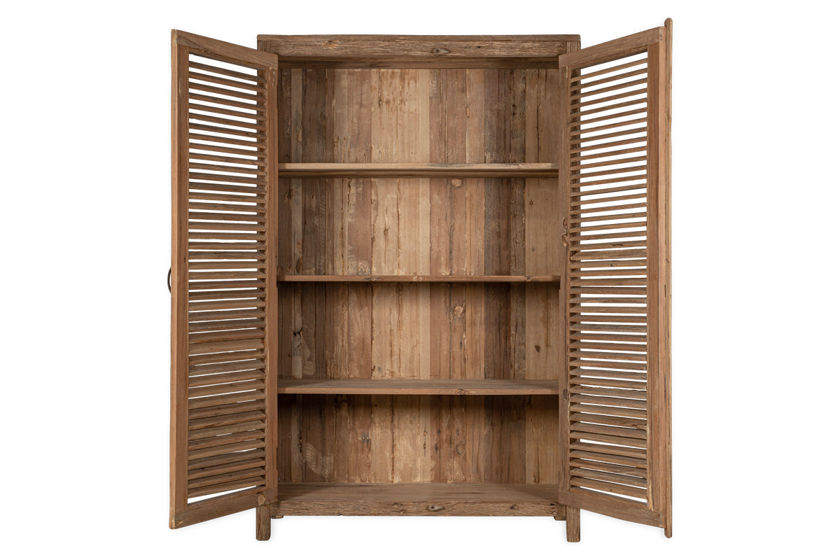 Ibo Reclaimed Wooden Slatted Cabinet – Natural - Large-nkuku