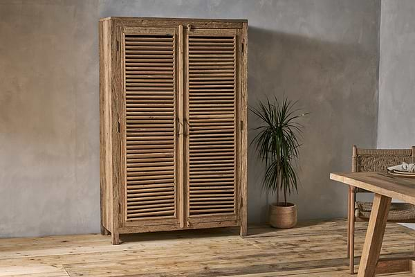 Ibo Reclaimed Wooden Slatted Cabinet – Natural - Large- nkuku