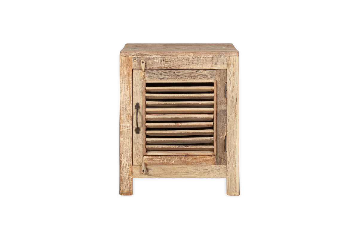 Ibo Reclaimed Wooden Slatted Cabinet – Natural - Small-nkuku