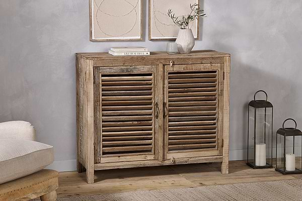 Ibo Reclaimed Wooden Slatted Sideboard - Natural- nkuku