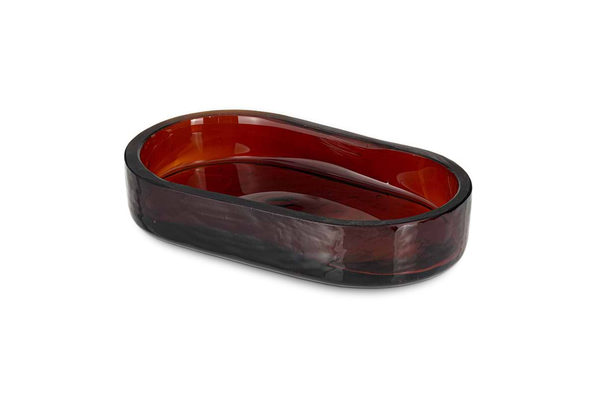 Ilcoso Recycled Hammered Glass Soap Dish - Amber-nkuku