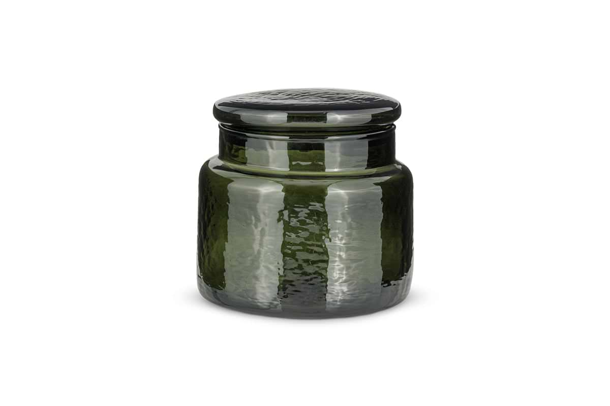 Ilcoso Recycled Hammered Glass Storage Pot - Green-nkuku