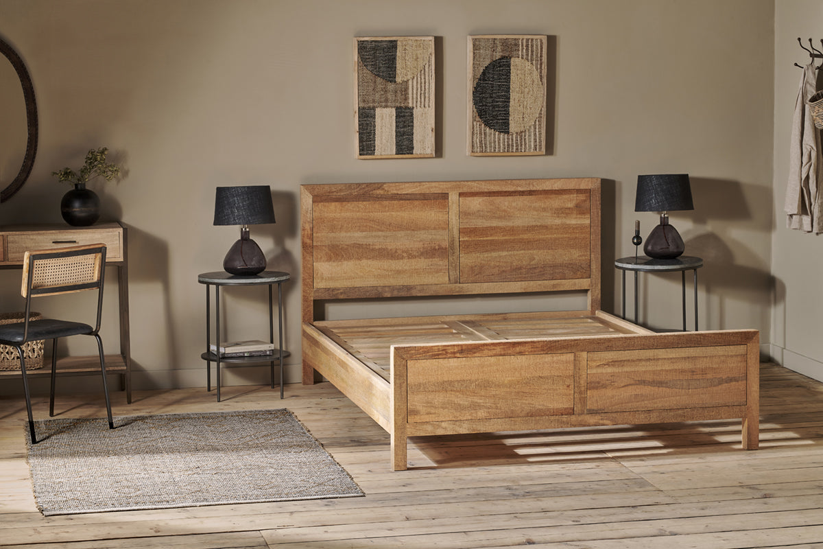 Indali Mango Wood Bed - Natural - King-nkuku