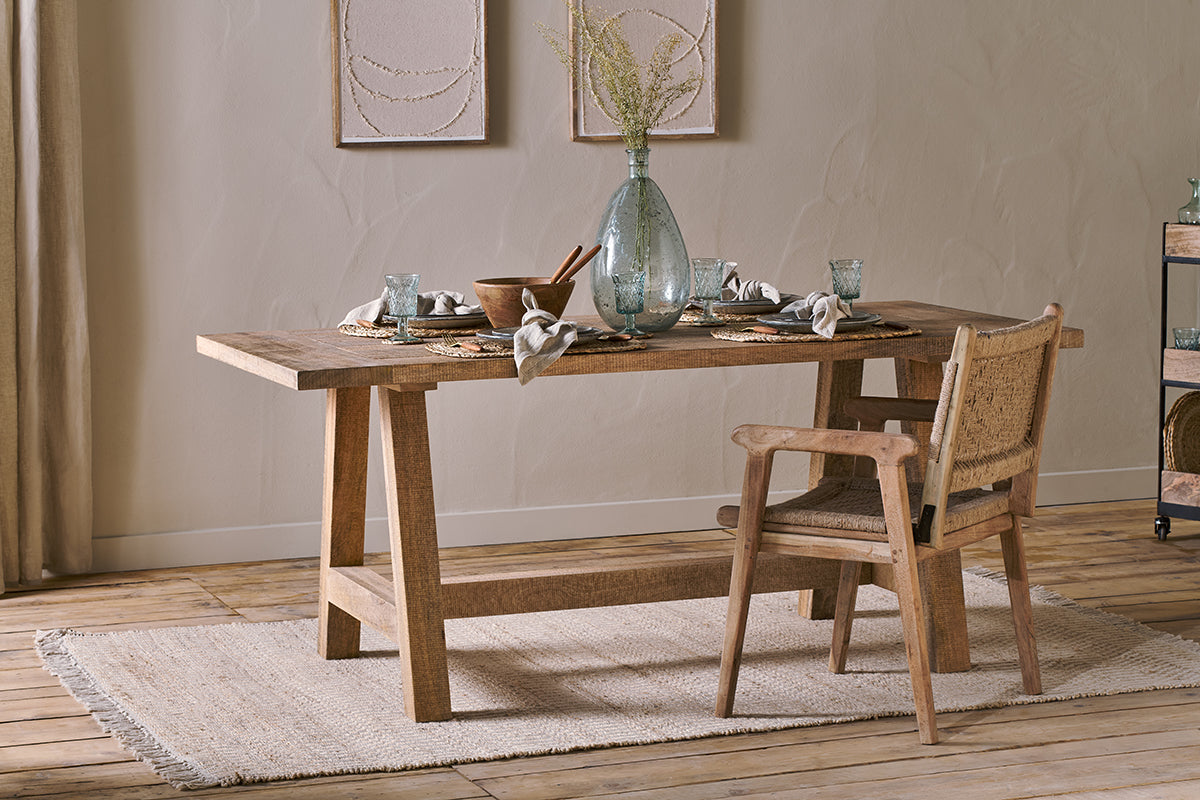 Indali Mango Wood Dining Table - Natural - Large-nkuku