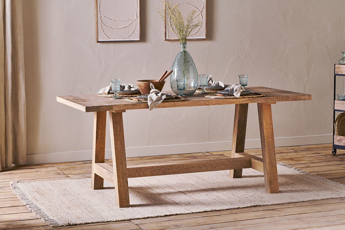 Indali Mango Wood Dining Table - Natural - Large-nkuku