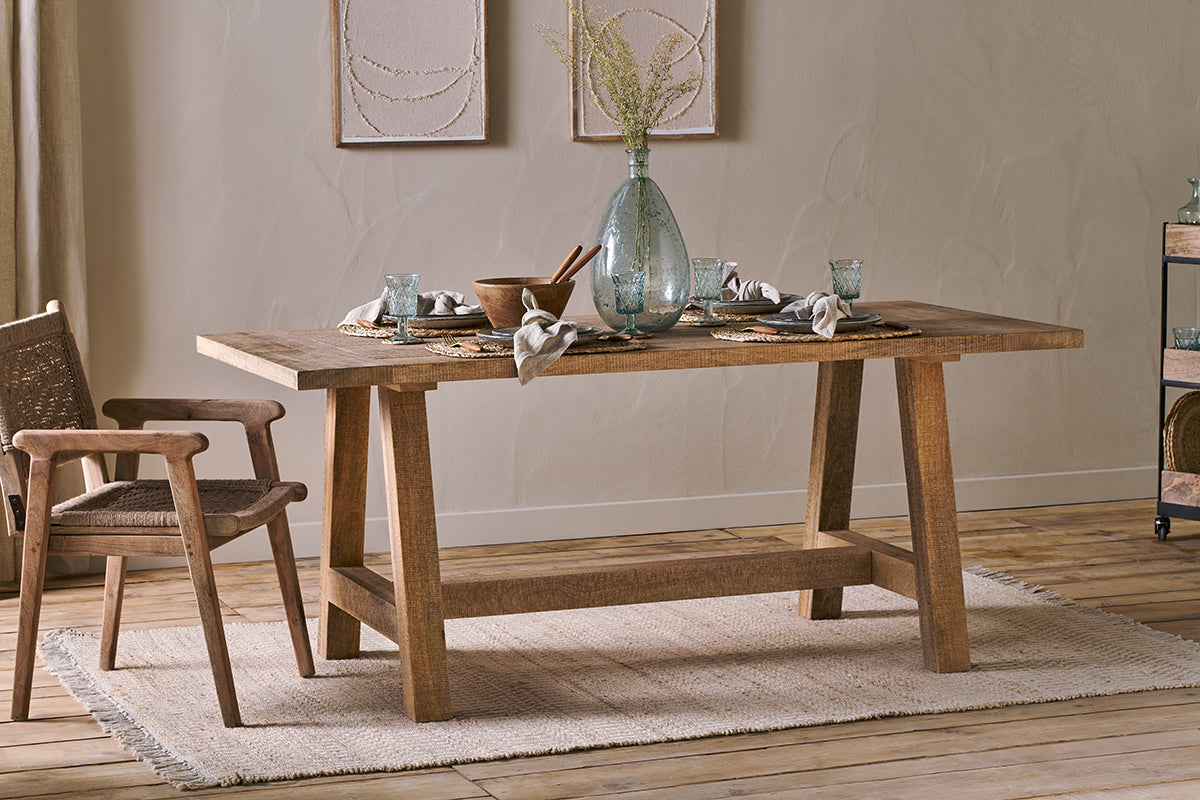 Indali Mango Wood Dining Table - Natural - Large-nkuku