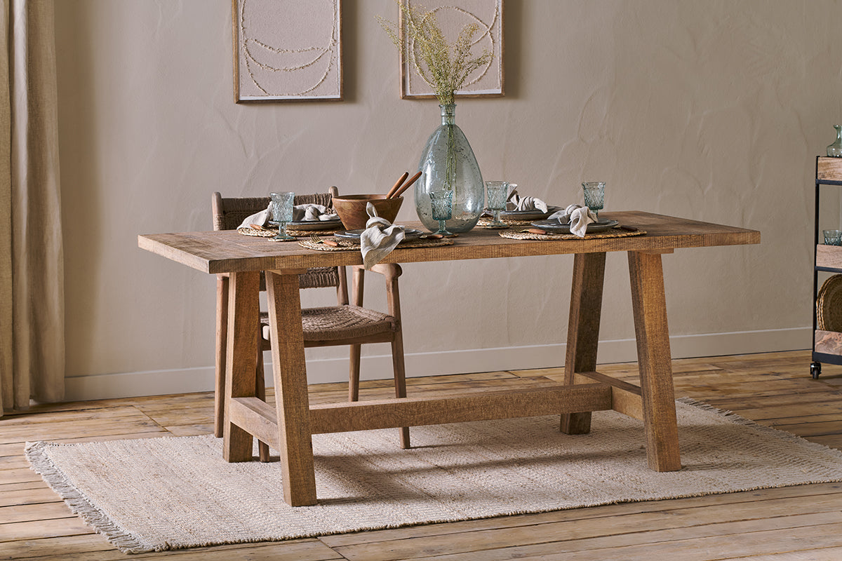 Indali Mango Wood Dining Table - Natural - Large-nkuku