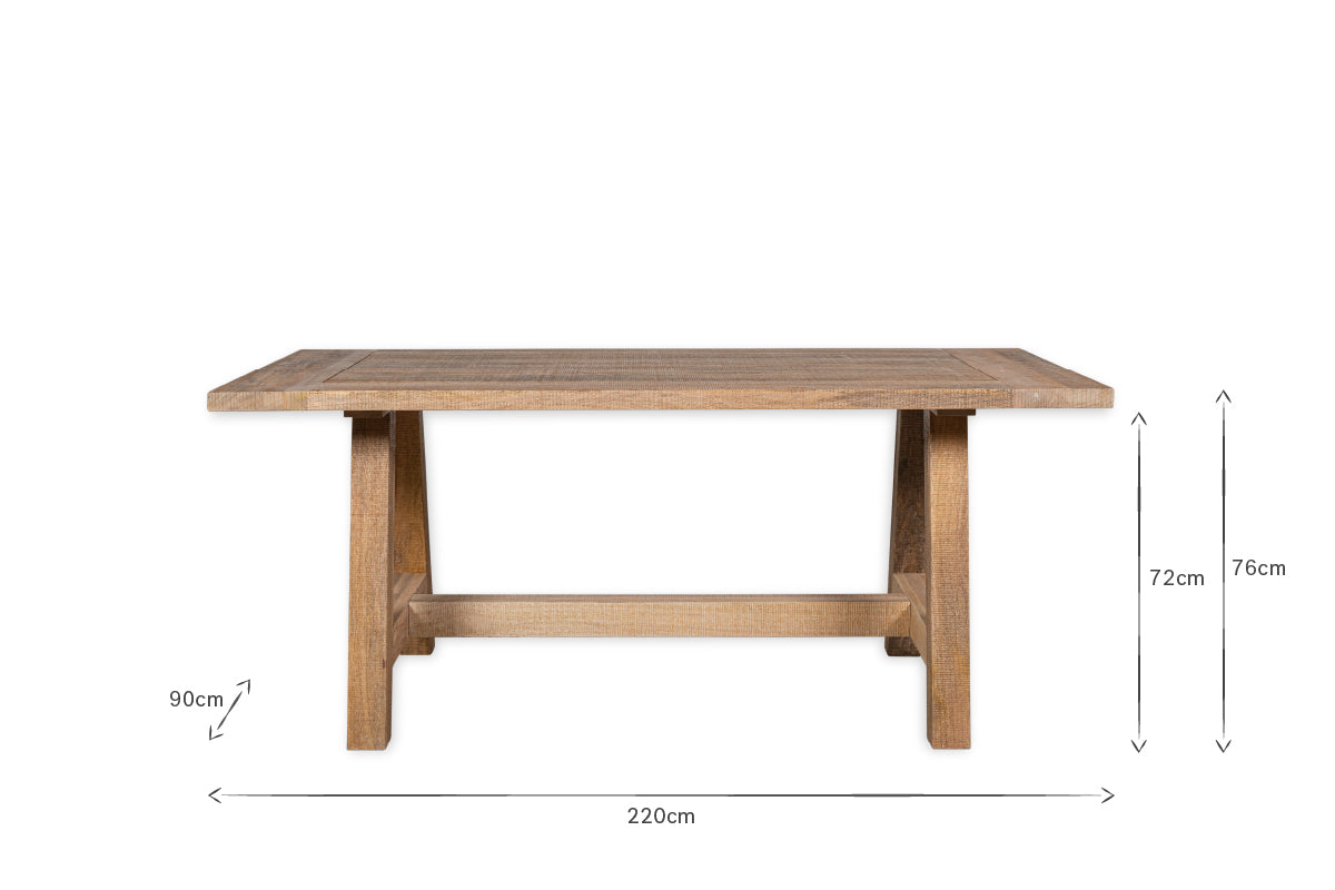 Indali Mango Wood Dining Table - Natural - Large-nkuku