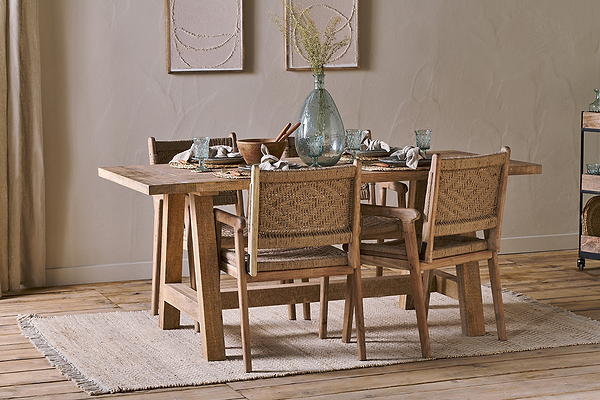 Indali Mango Wood Dining Table - Natural - Large-nkuku