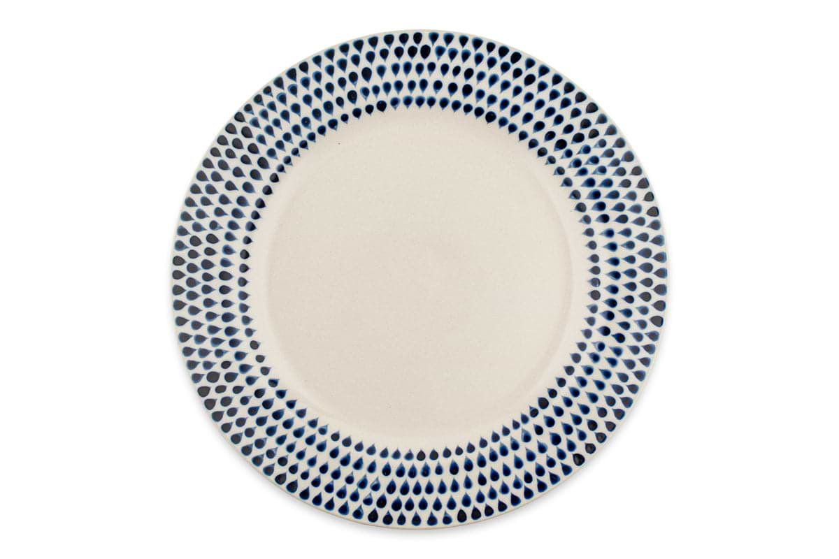 Indigo Drop Dinner Plate - Cream & Indigo-nkuku