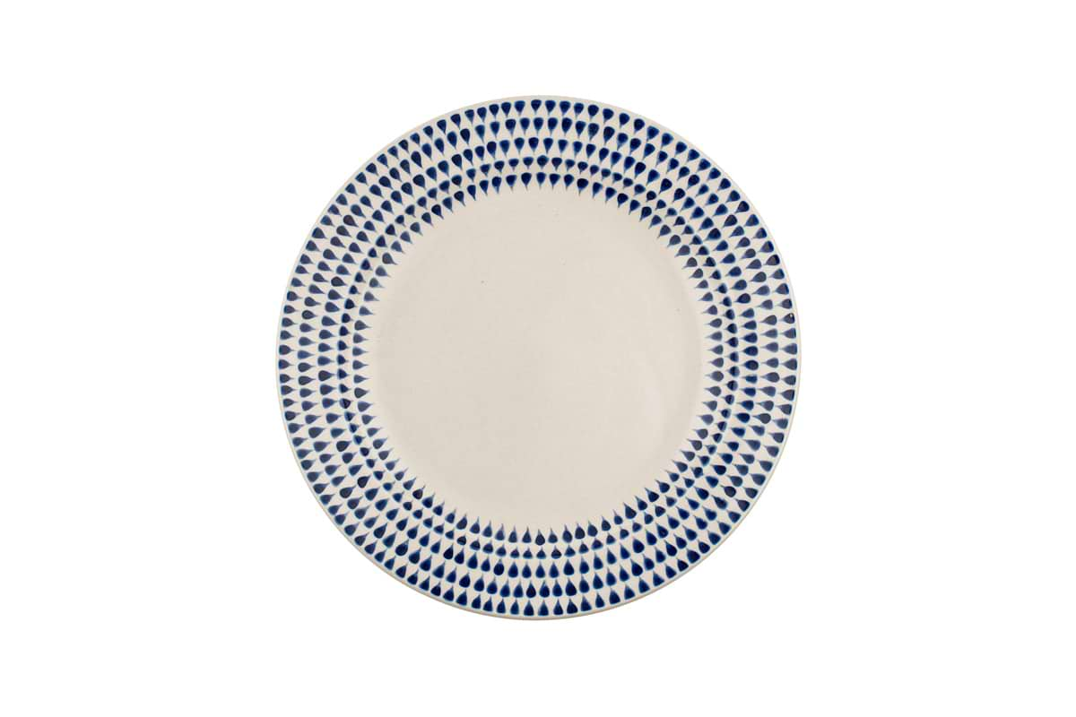 Indigo Drop Dinnerware Set - Cream & Indigo (Set of 12)-nkuku