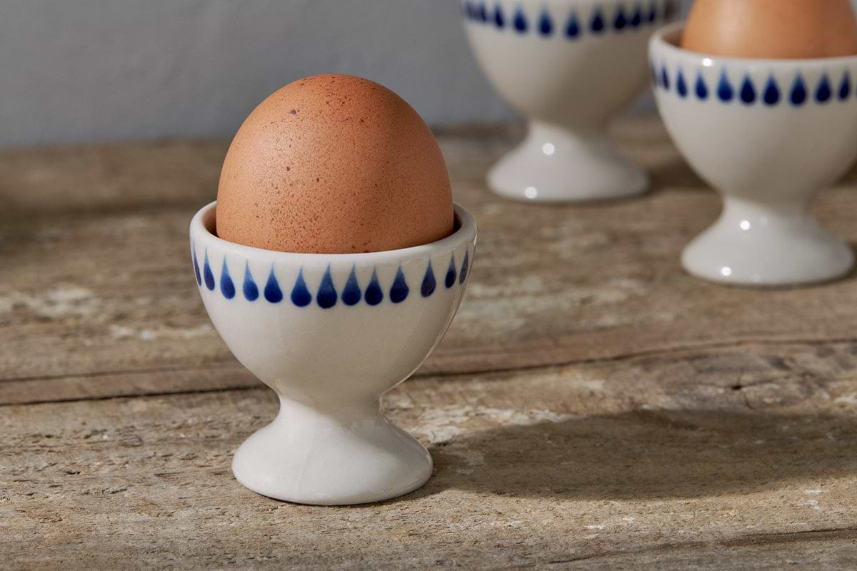 Indigo Drop Egg Cups - Cream & Indigo (Set of 2)-nkuku