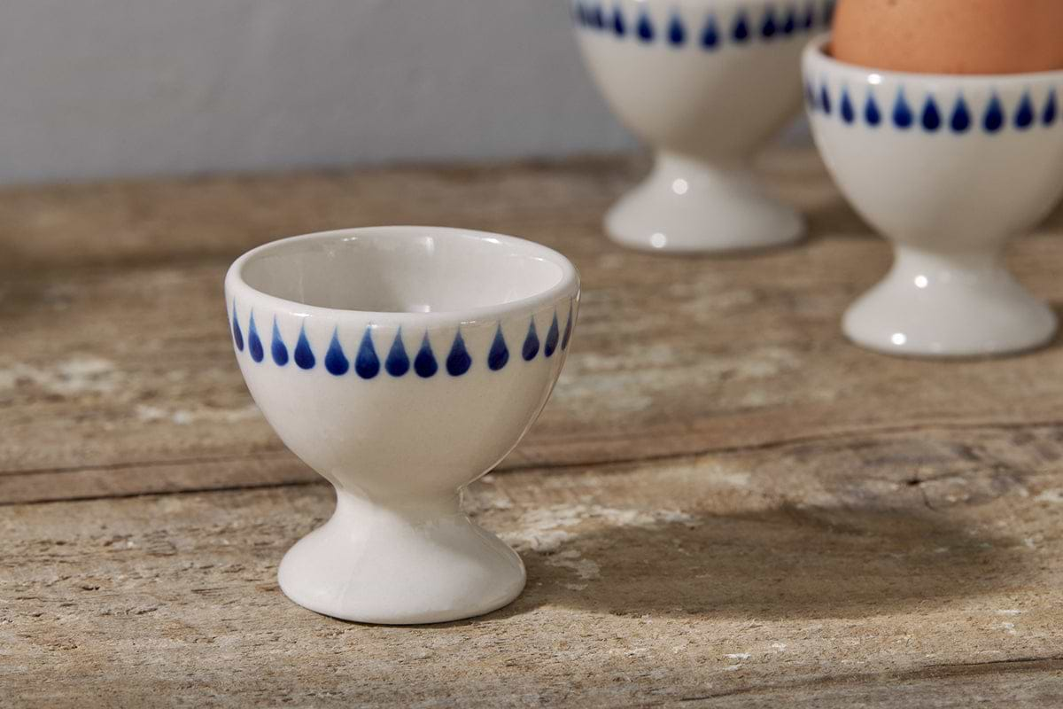 Indigo Drop Egg Cups - Cream & Indigo (Set of 2)-nkuku