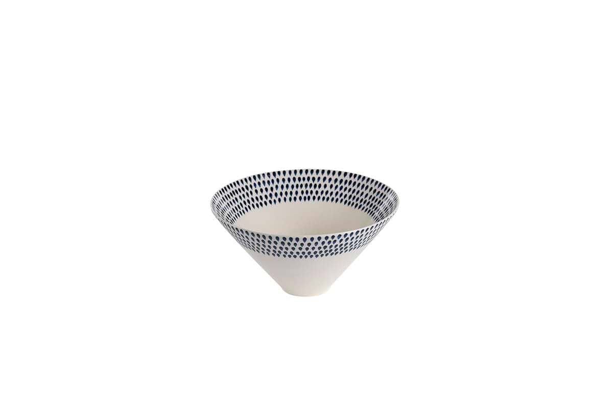 Indigo Drop Serving Bowl - Cream & Indigo - Medium-nkuku