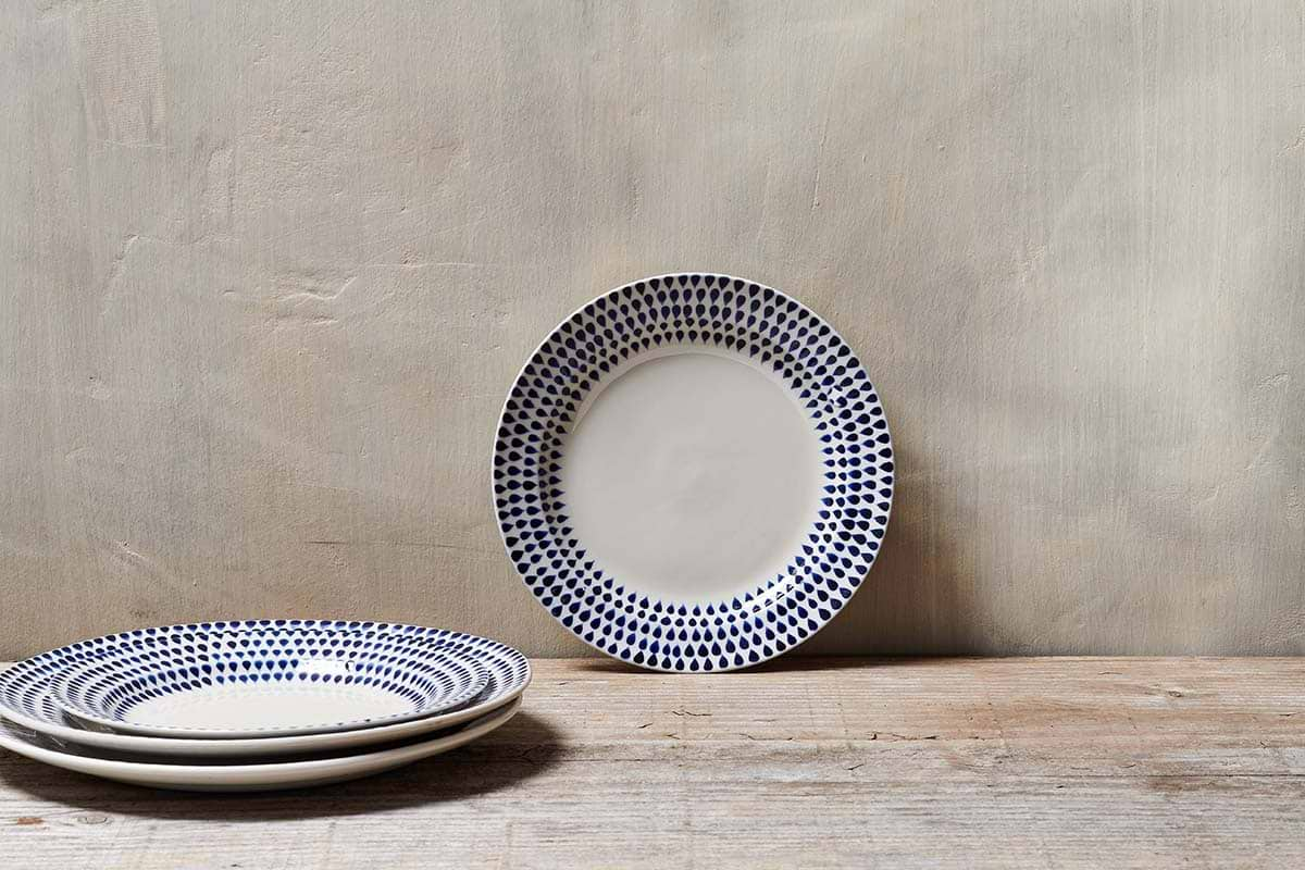 Indigo Drop Side Plate - Cream & Indigo-nkuku