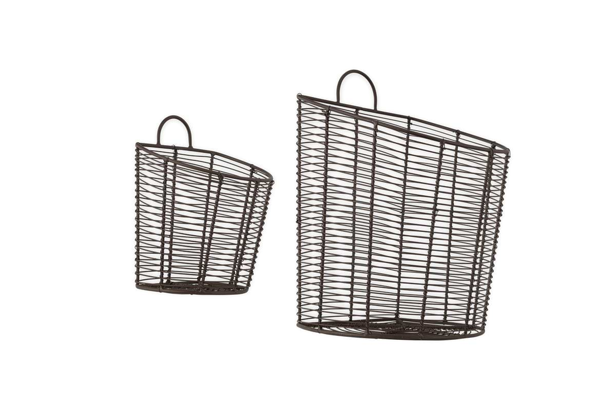 Inkollu Wall Hung Baskets - Aged Brass - (Set of 2)-nkuku