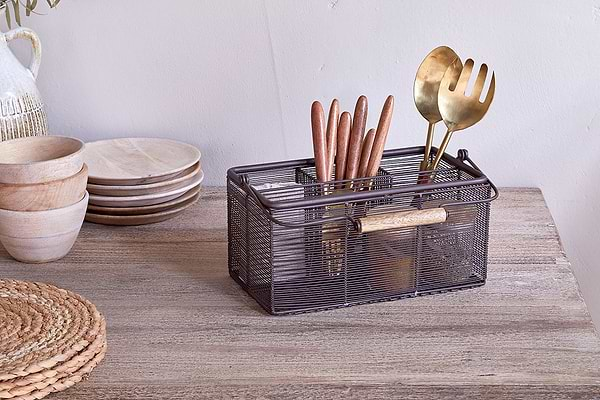 Inkollu Wire Cutlery Holder - Aged Brass-nkuku