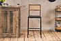 Iswa Leather & Cane Counter Chair - Aged Black-nkuku