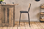 Iswa Leather & Cane Counter Chair - Aged Black-nkuku