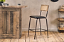 Iswa Leather & Cane Counter Chair - Aged Black-nkuku