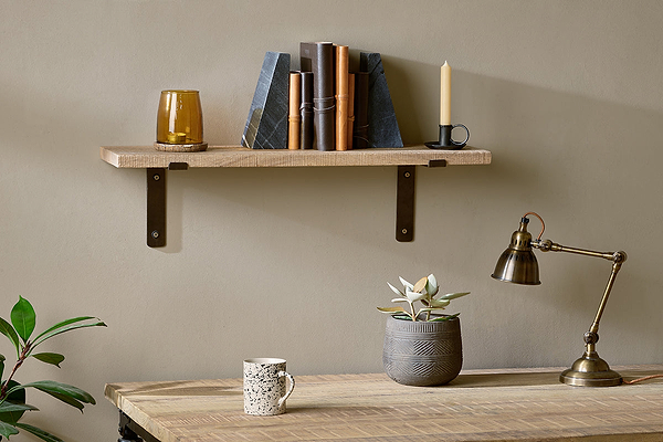 Japhali Mango Wood And Iron Shelf - Medium