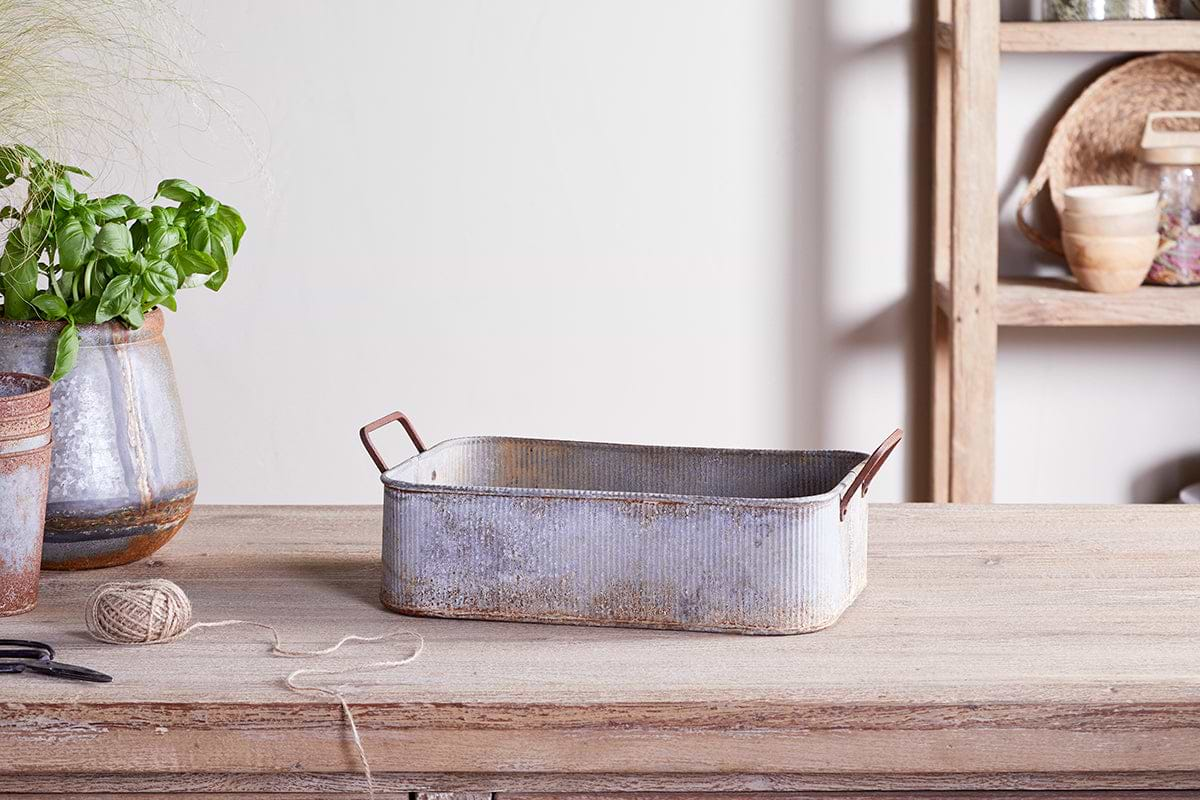 Japos Outdoor Planter Tray - Aged Zinc-nkuku