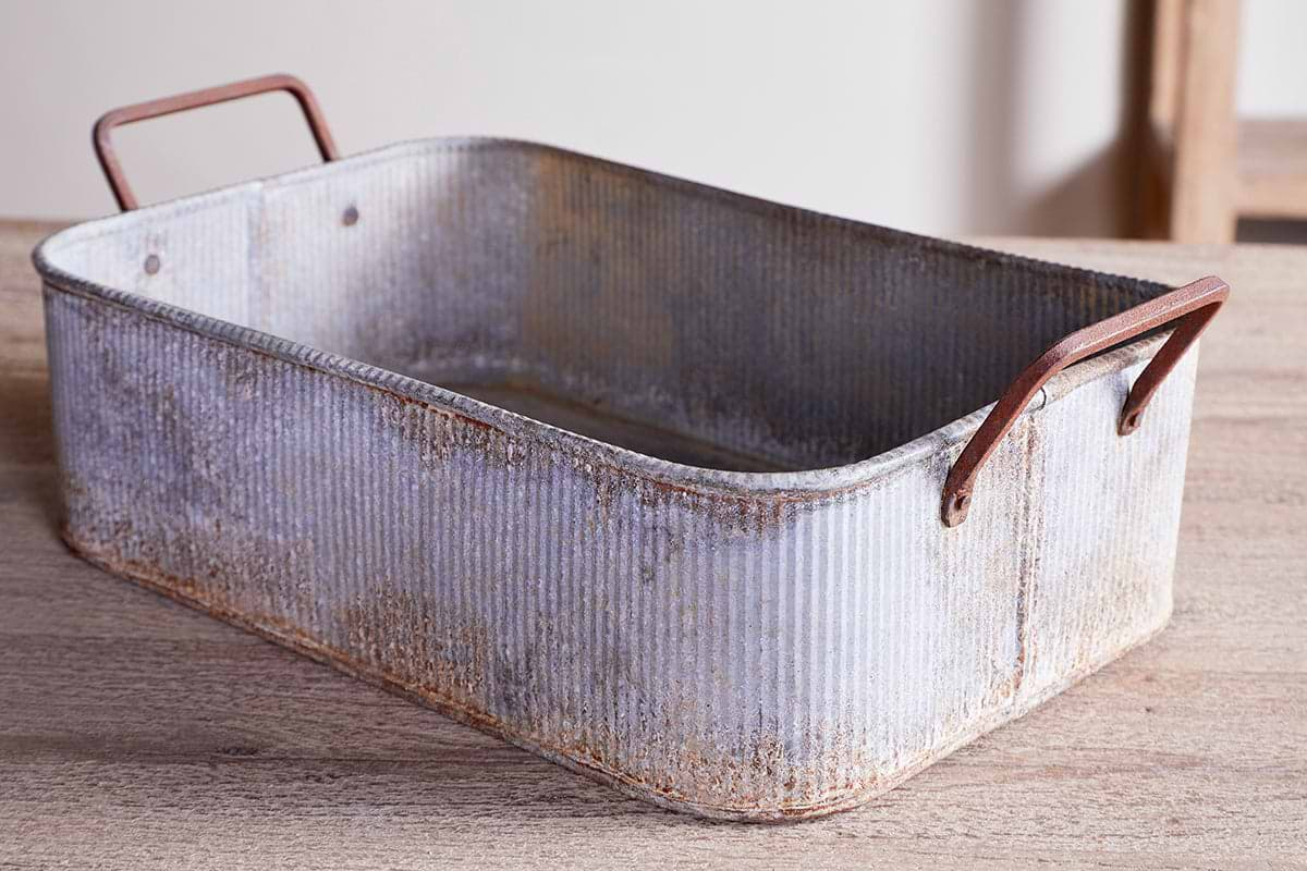 Japos Outdoor Planter Tray - Aged Zinc-nkuku