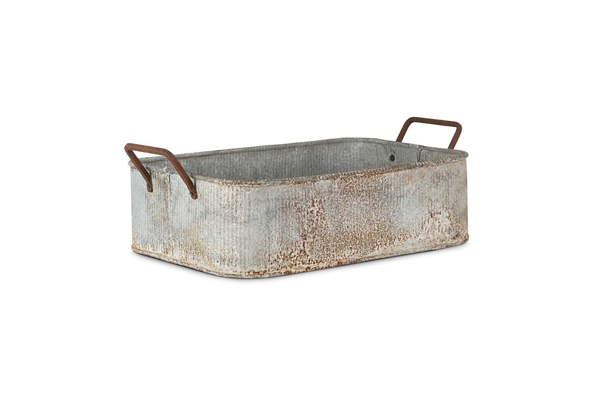 Japos Outdoor Planter Tray - Aged Zinc-nkuku