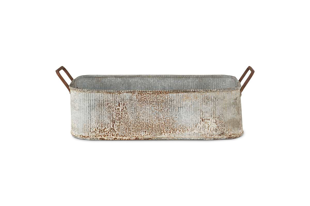 Japos Outdoor Planter Tray - Aged Zinc-nkuku