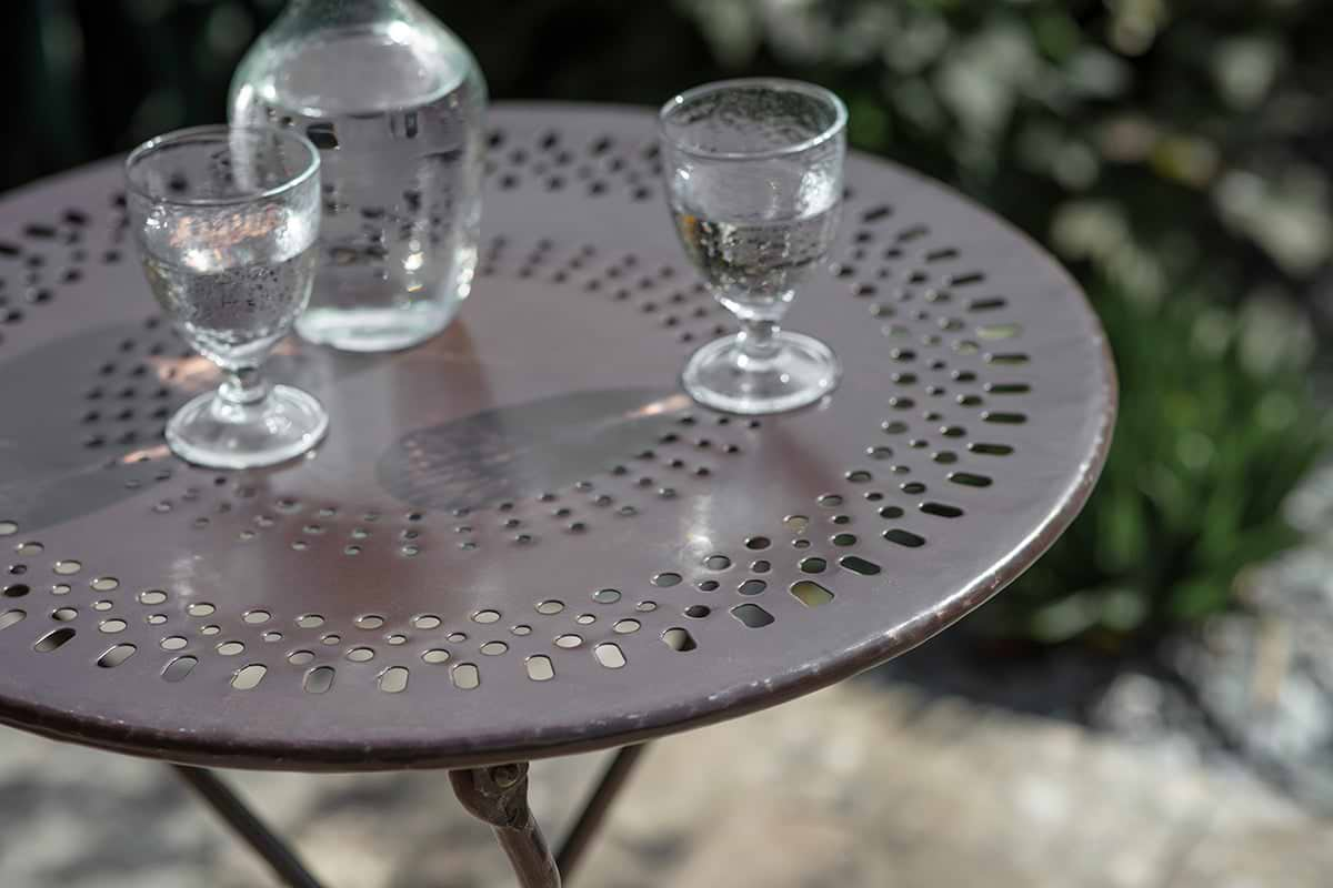 Jeavika Iron Outdoor Bistro Table - Black-nkuku