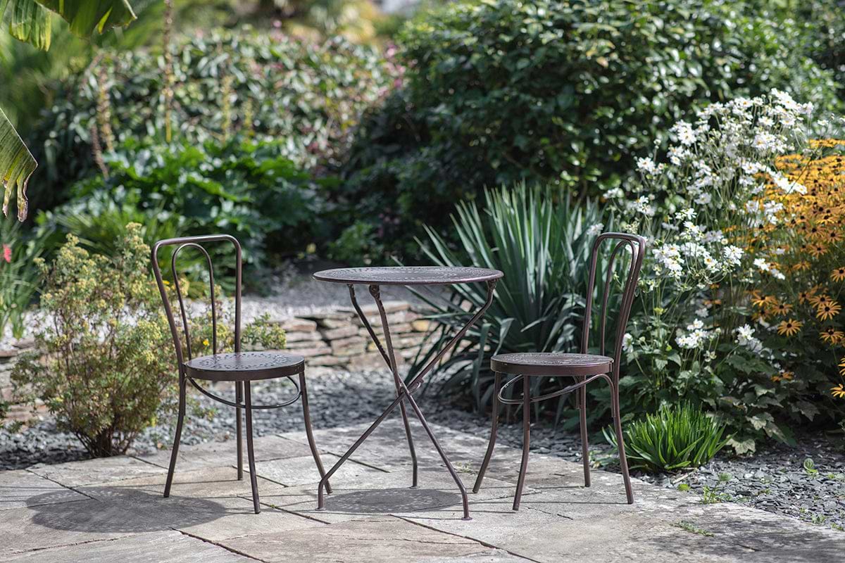 Jeavika Iron Outdoor Bistro Table - Dark Brown