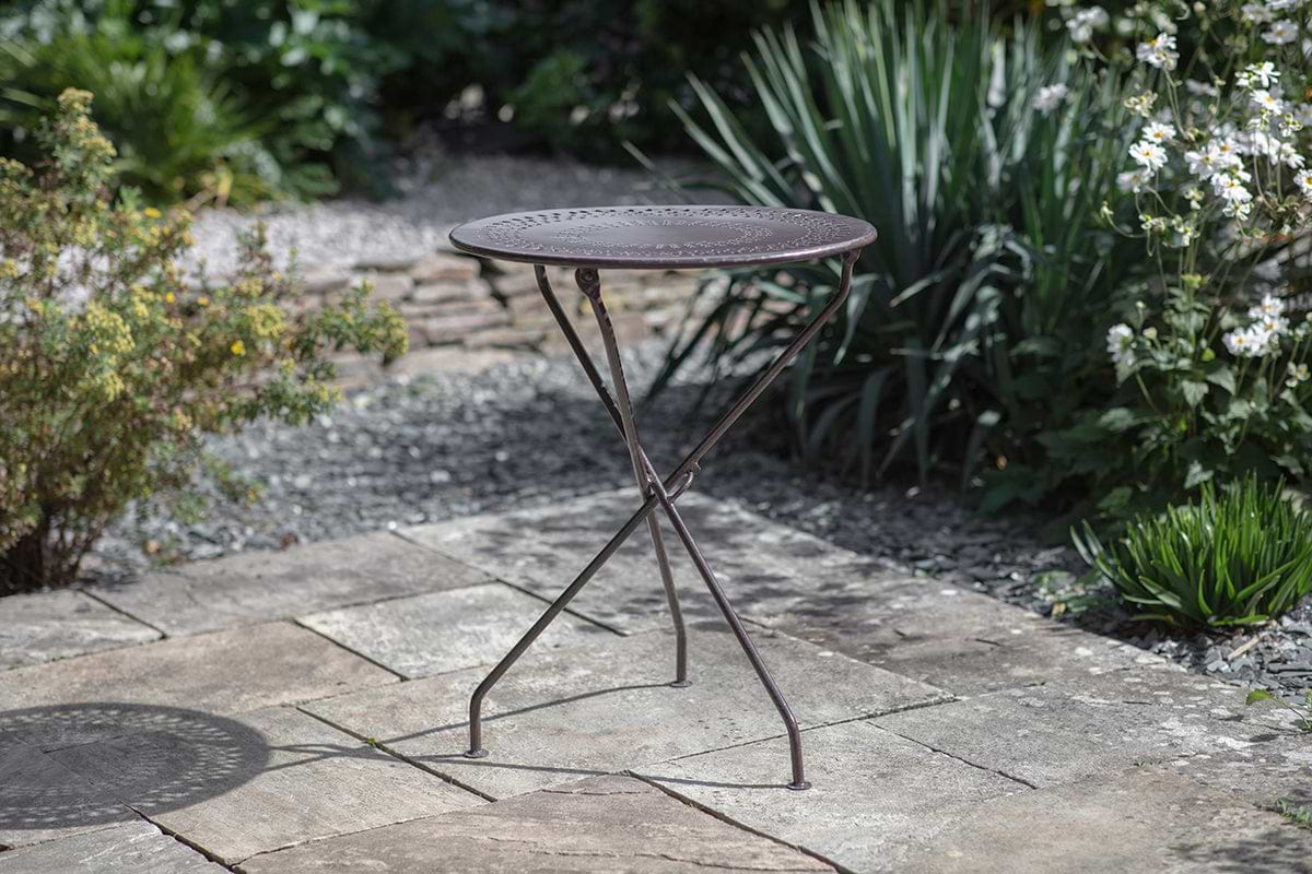 Jeavika Iron Outdoor Bistro Table - Black-nkuku