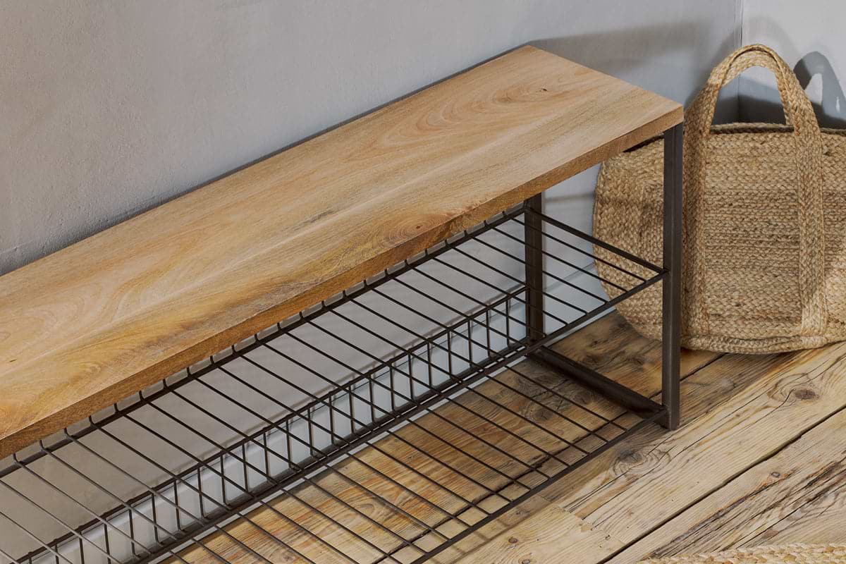 Kiyoma Iron & Wood Low Standing Shelves  - Natural