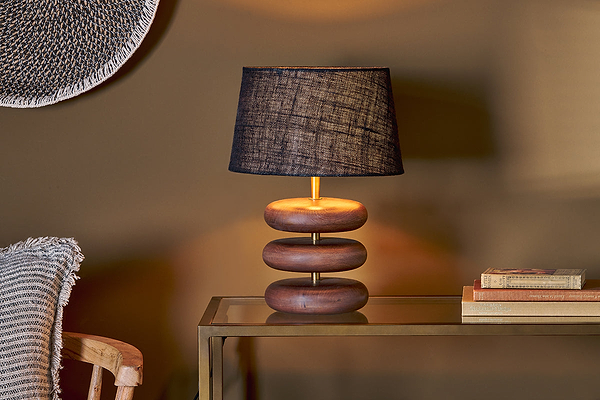 Kankad Mango Wood  Table Lamp - Dark Stain