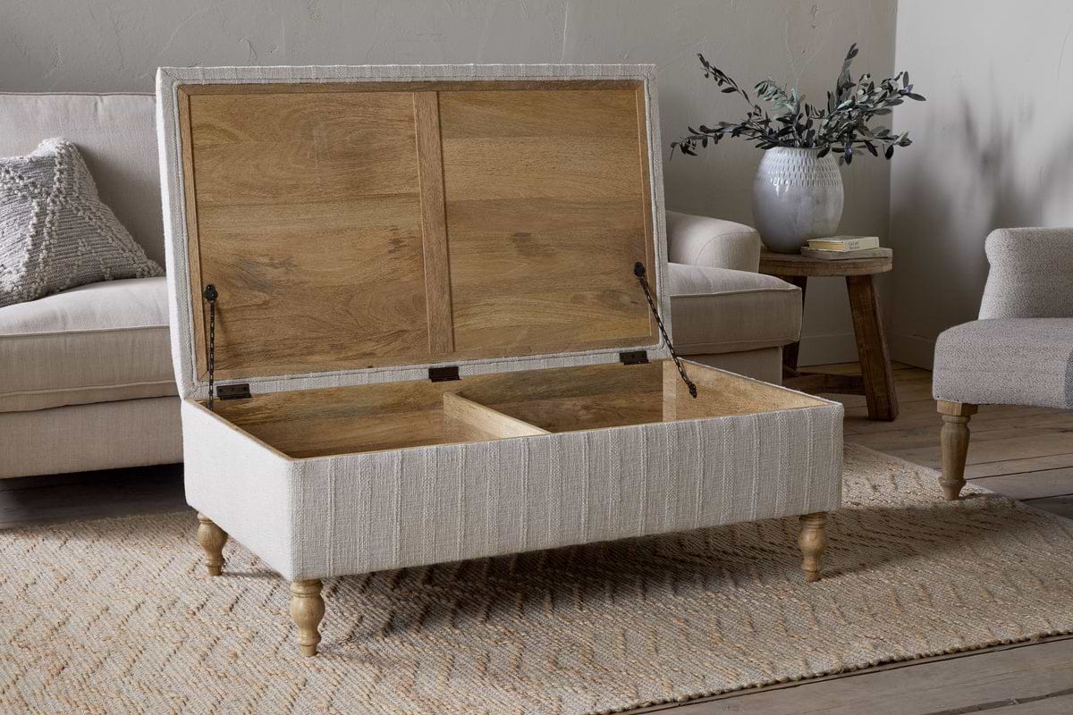 Kiana Upholstered Storage Ottoman Natural nkuku