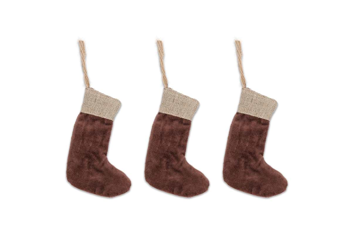 Karru Cotton Velvet Mini Stocking - Rich Mocha - (Set of 3)