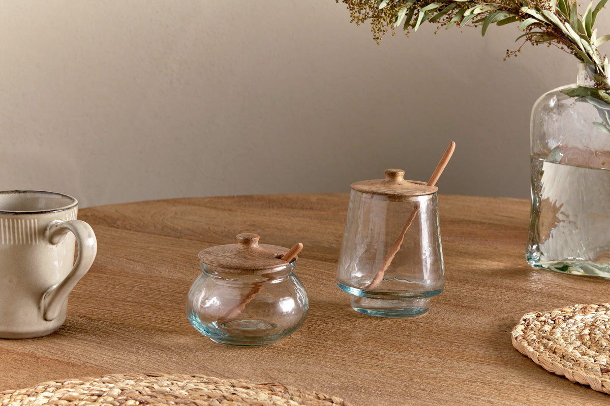 Kali Round Storage Jar - Natural & Clear