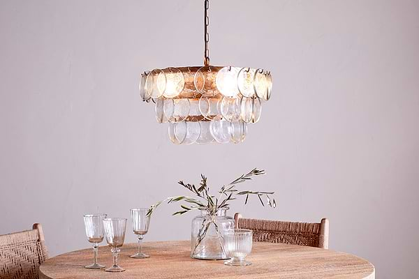 Kagitha Recycled Glass Chandelier - Clear-nkuku