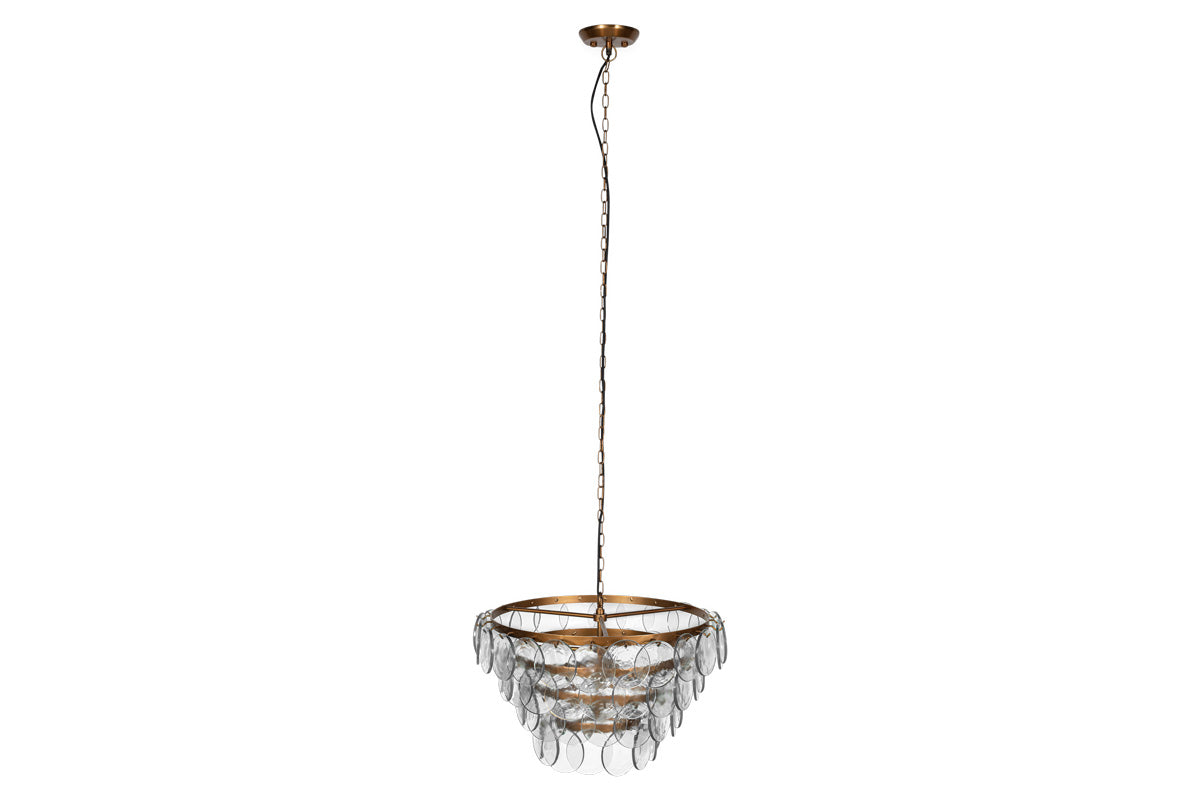 Kagitha Recycled Glass Statement Chandelier - Antique Brass & Clear-nkuku