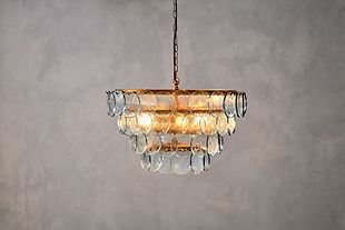 Kagitha Recycled Glass Statement Chandelier - Antique Brass & Clear