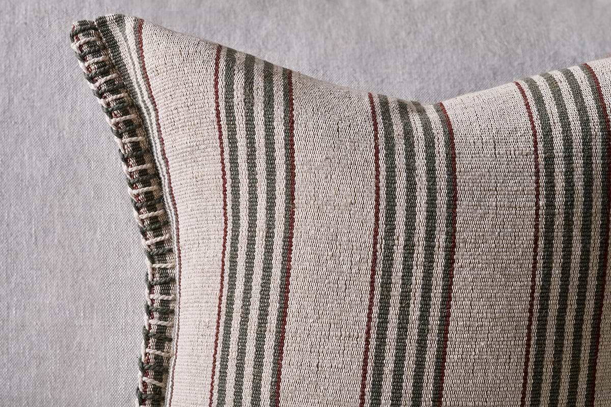 Kaia Jute & Cotton Cushion Cover - Moss Green & Rust-nkuku