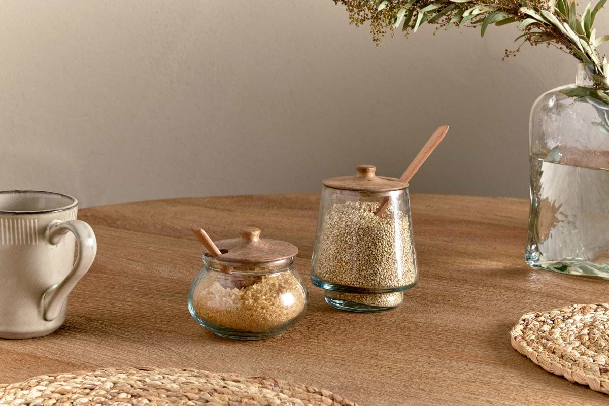 Kali Round Storage Jar - Natural & Clear-nkuku