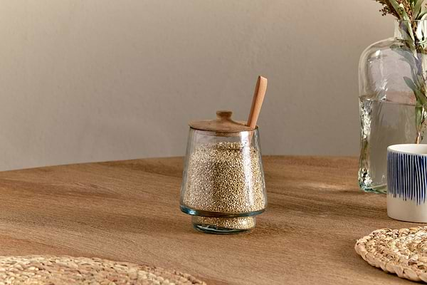 Kali Tall Storage Jar - Natural & Clear-nkuku