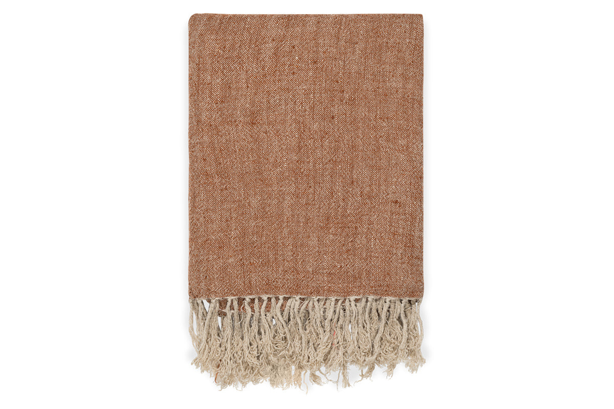 Kana Linen Throw - Rust-nkuku